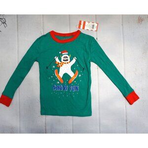 Cat & Jack Kids Green Pajama Top "Snow Fun" – Size 4, NWT
